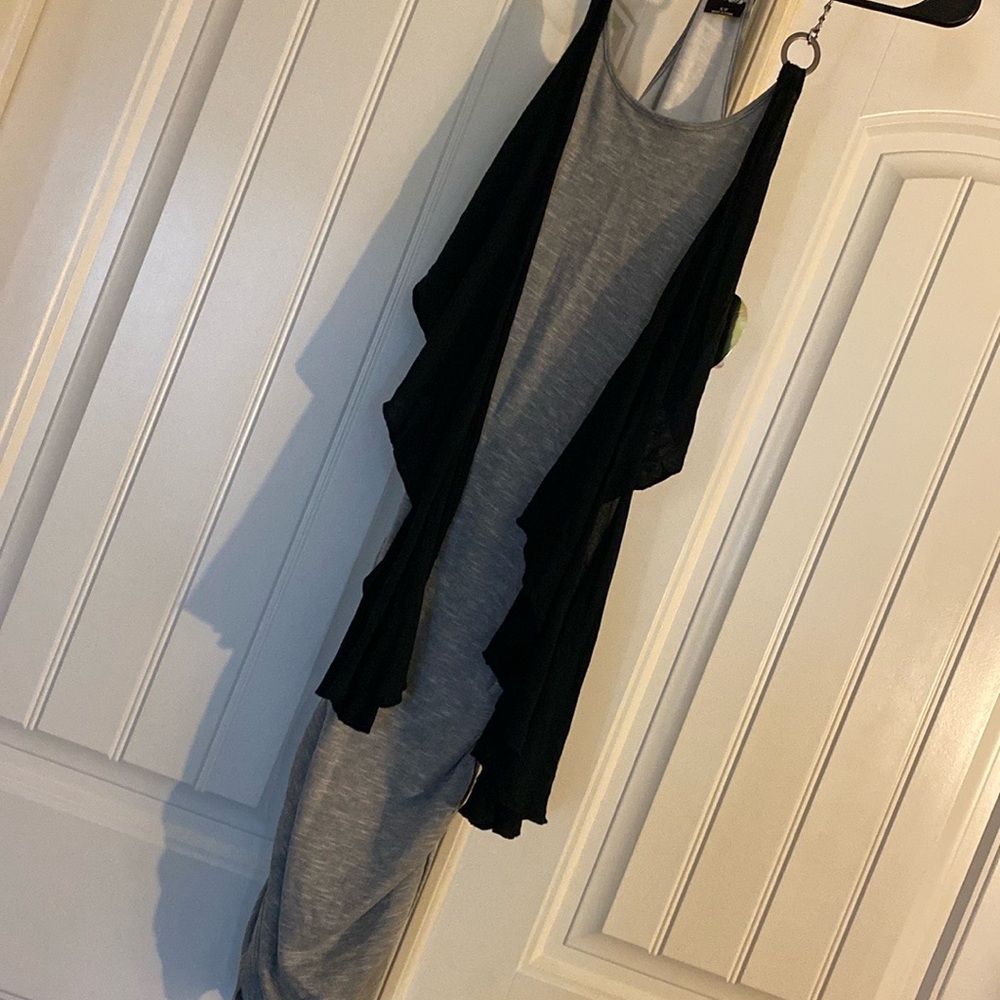 Interesting looking dress/tunic with chain straps and ruched sides Size S